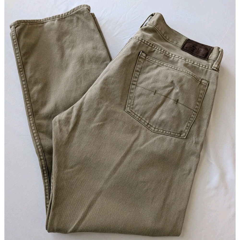 Polo Ralph Lauren Jeans Mens 36x30 Tan Straight Leg Heavyweight Cotton